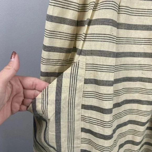 Anthropologie Maeve Changing Stripes Dress Beige Yellow Black Green Size 2 - Picture 4 of 15